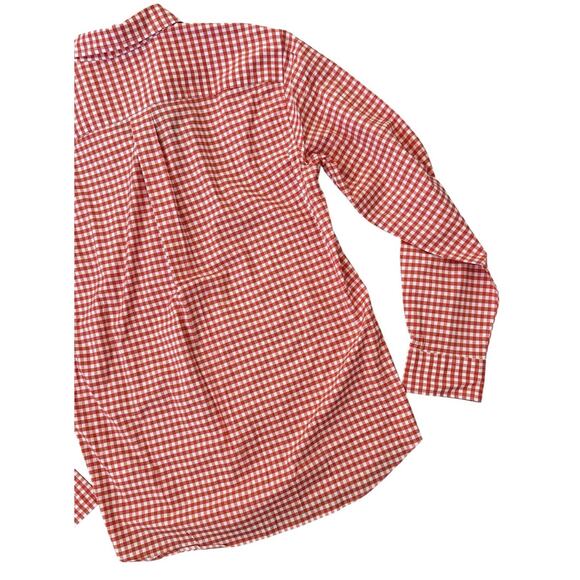 Vineyard Vines On The Go Brrr Cooling Button Down Shirt Orange Gingham Small NEW - Picture 9 of 13